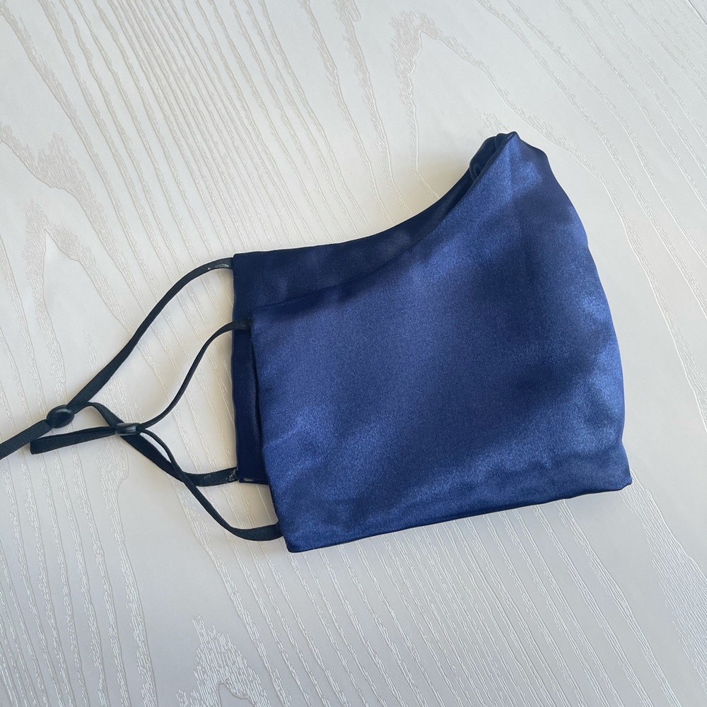 Navy Double Satin Mask with Adjustable Straps, Formal Masks, Date Night, Party